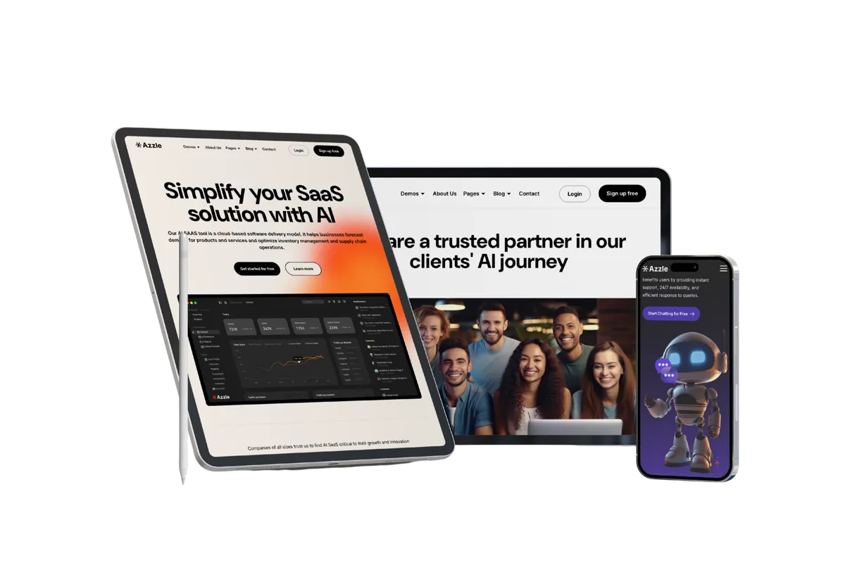 Agentic AI & LLM shown on tablet, laptop and phone