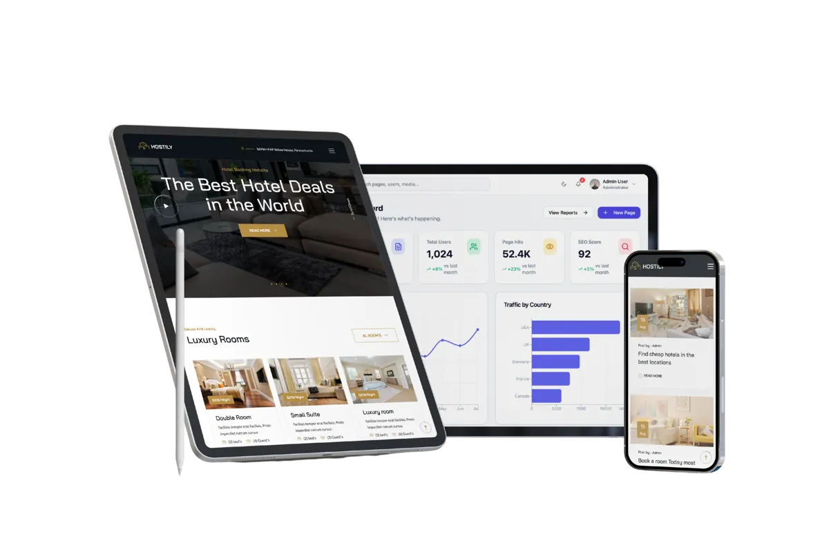 Corporate IT Solutions shown on tablet, laptop and phone